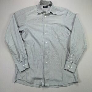 Hugo Boss Button Up Shirt Micro Check Professional Grey Mens 14.5 37